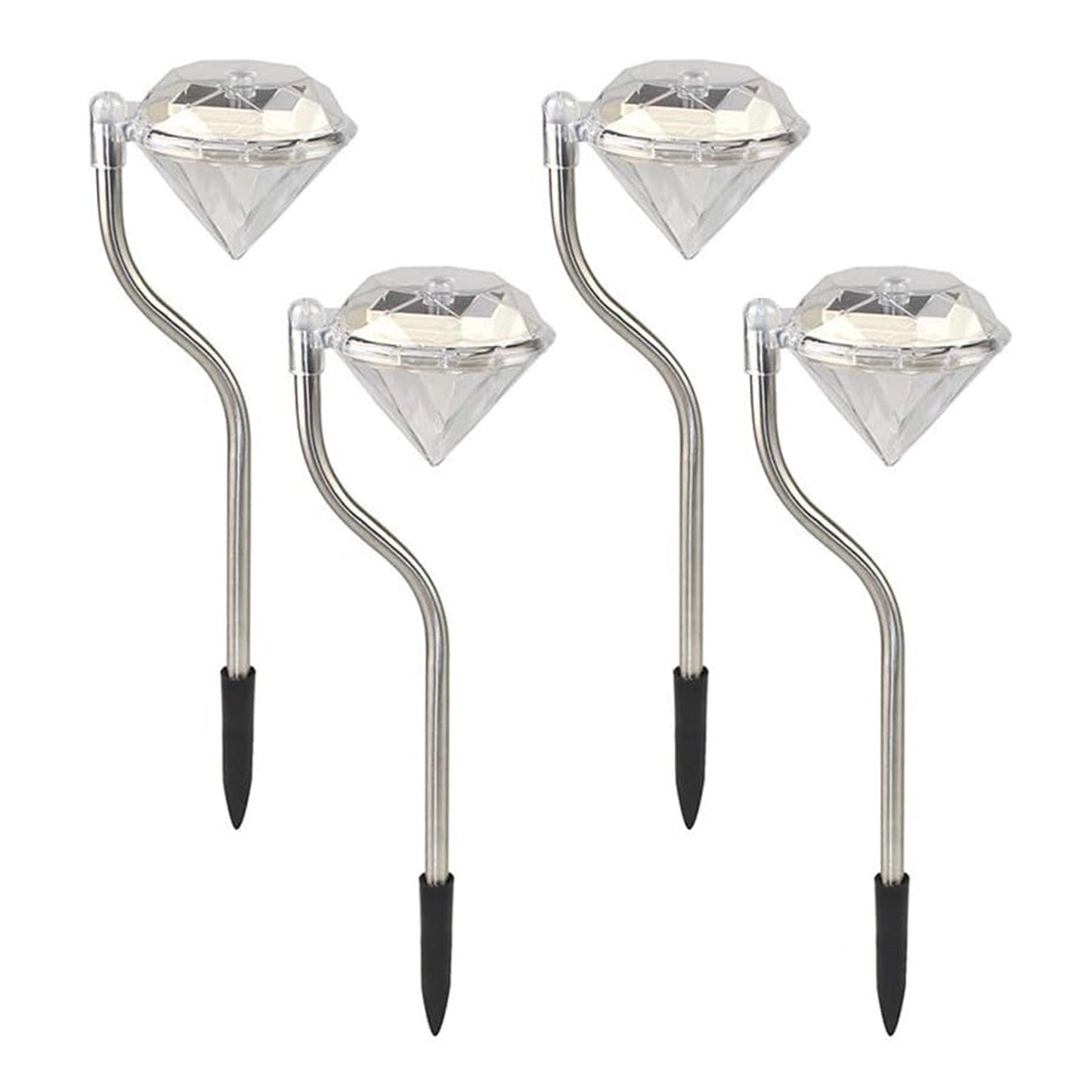 Diamond Shaped Solar Powered Outdoor Lights (4 Pcs Set)
