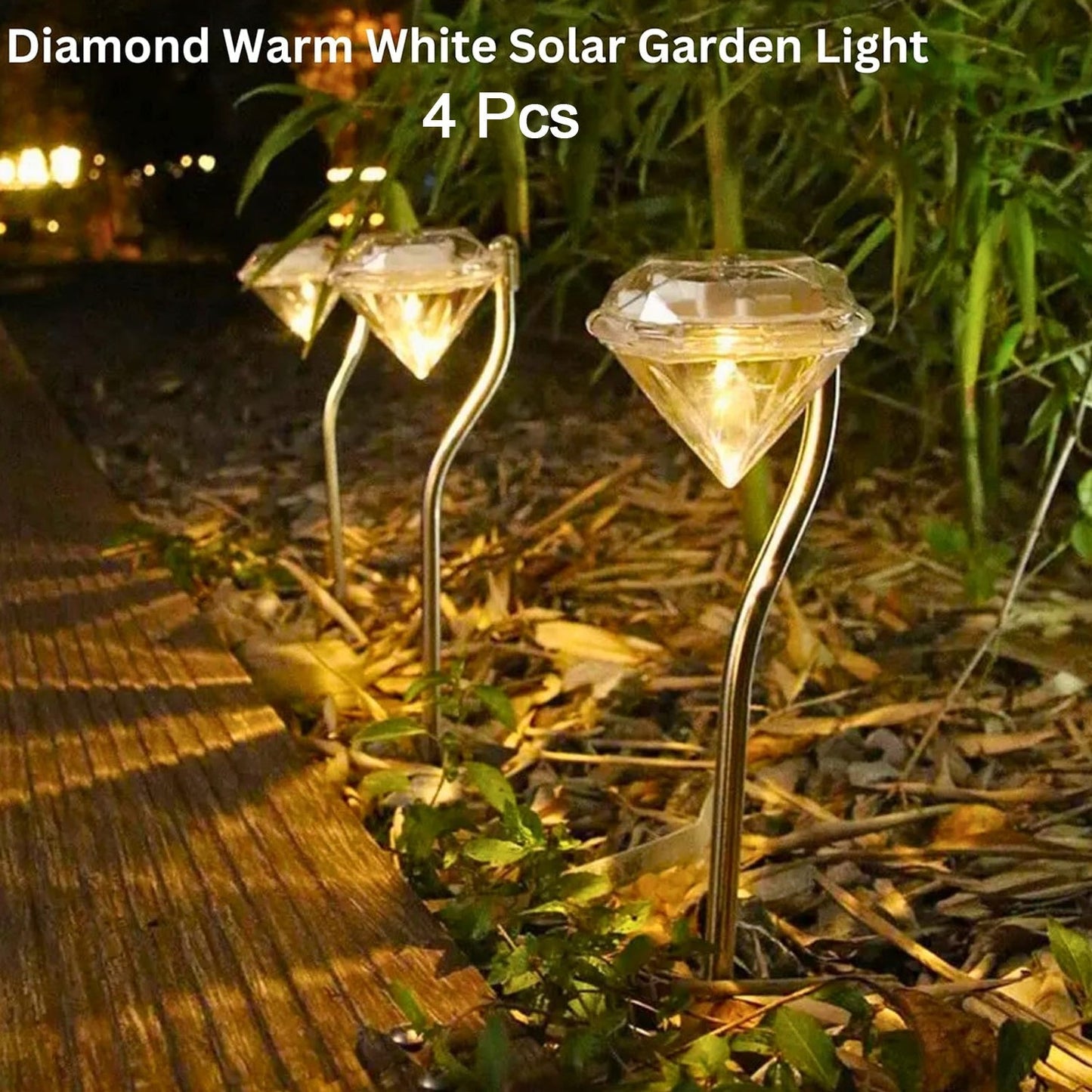 Diamond Shaped Solar Powered Outdoor Lights (4 Pcs Set)