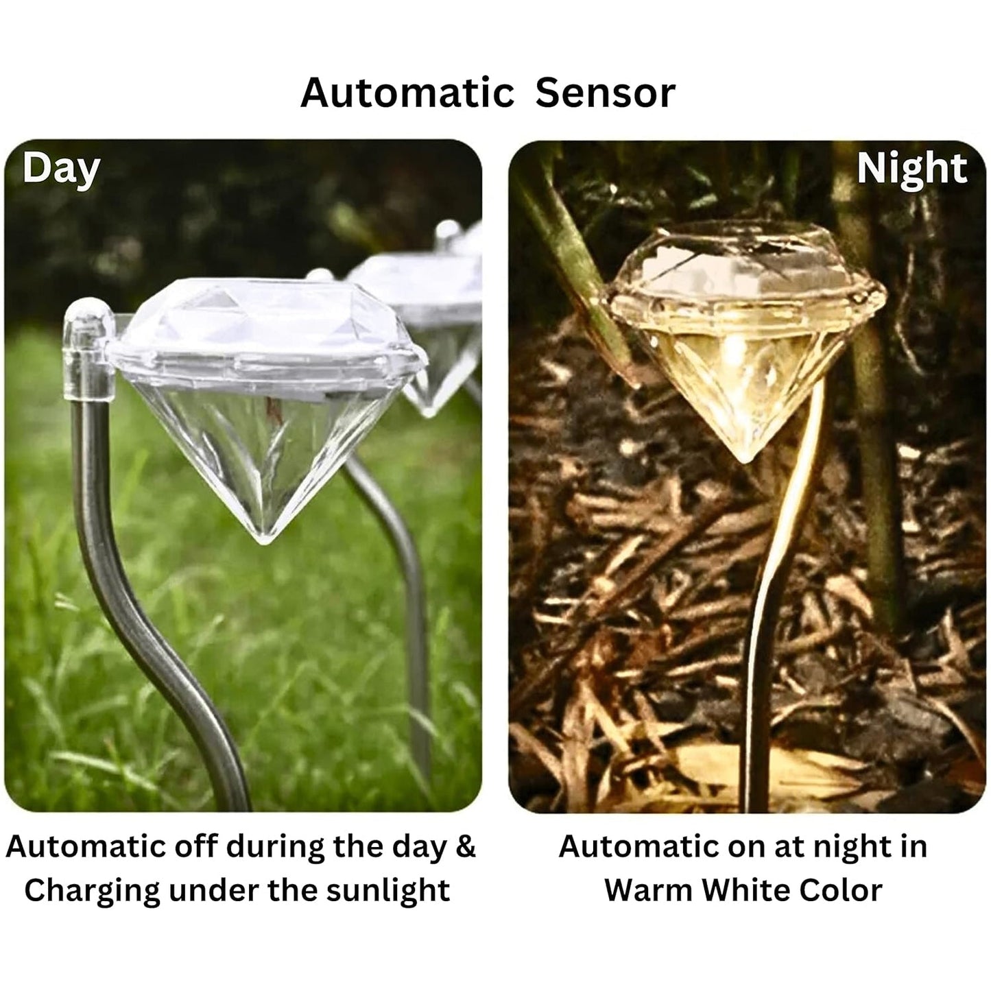 Diamond Shaped Solar Powered Outdoor Lights (4 Pcs Set)
