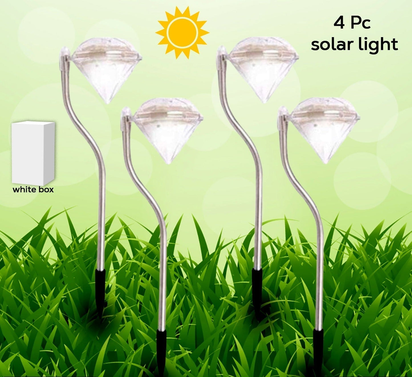 Diamond Shaped Solar Powered Outdoor Lights (4 Pcs Set)