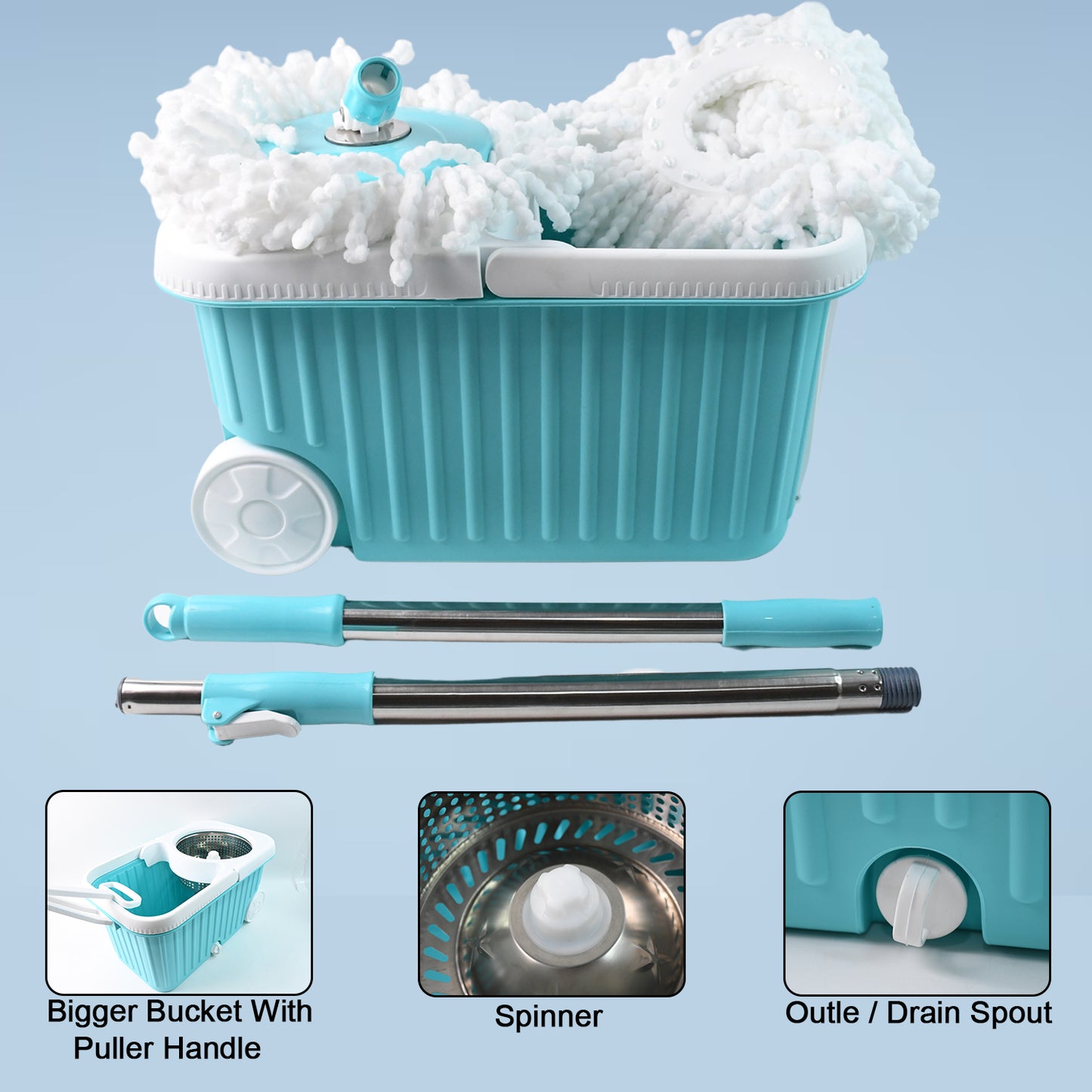 360 Spin Mop Cleaning System With Stainless Steel Spinner