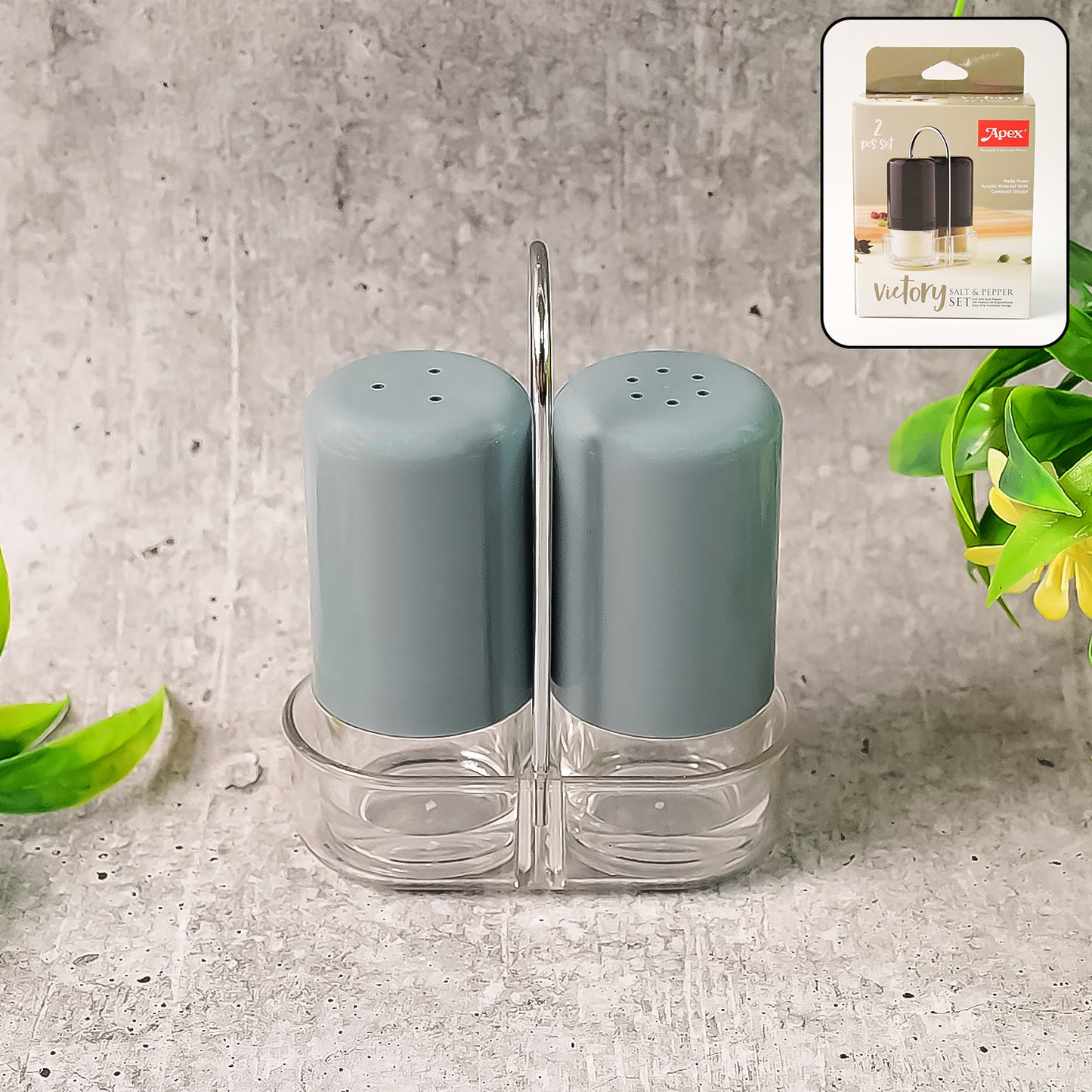Salt Pepper Dispenser Set 2 pcs Acrylic Seasoning Shaker