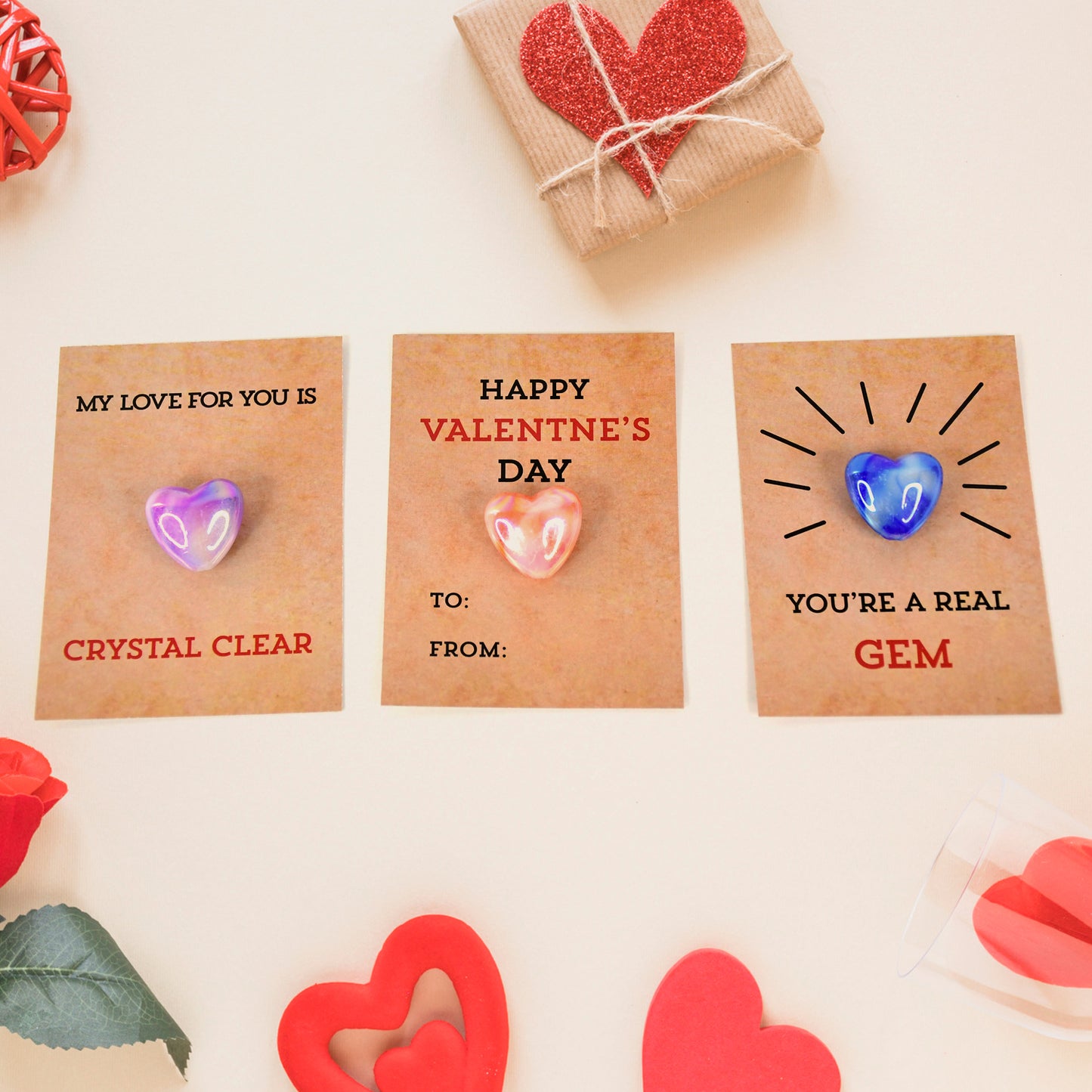 Heart-shaped Crystal Gem With Gift Cards (24 Pc)
