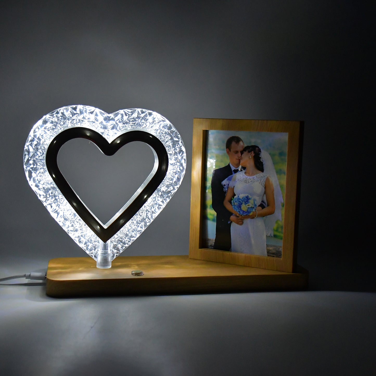 Heart Shape Cystal Led Lamp Photo Frame
