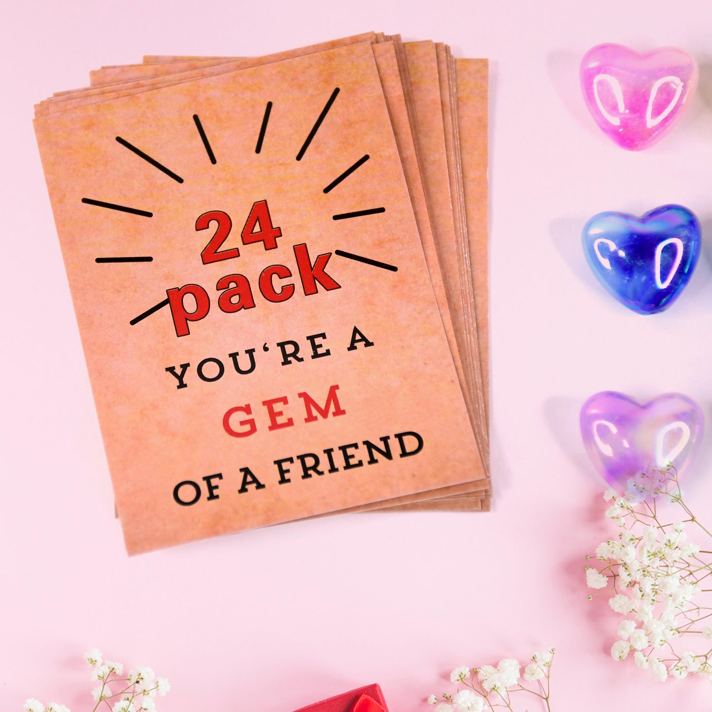 Heart-shaped Crystal Gem With Gift Cards (24 Pc)