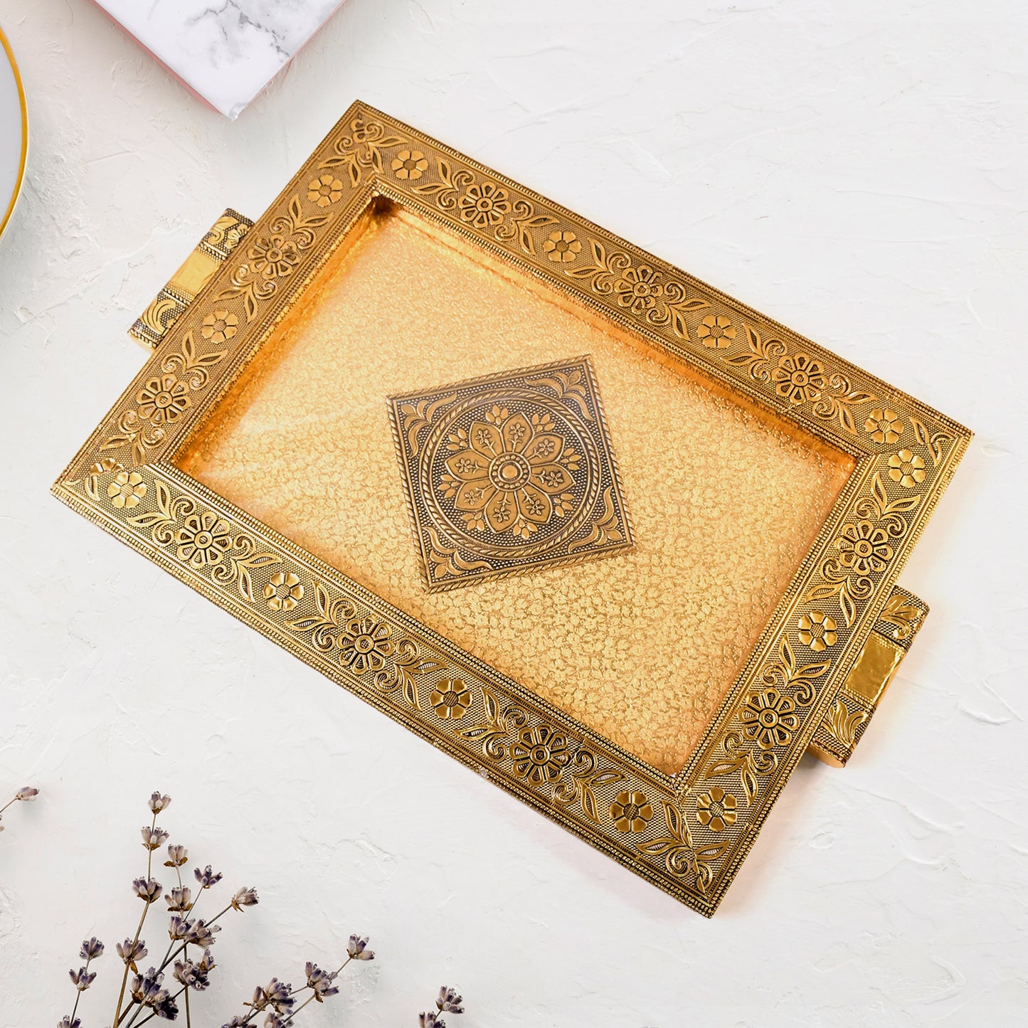 Premium Rajwadi Decorative Serving Tray (40x26 cm)