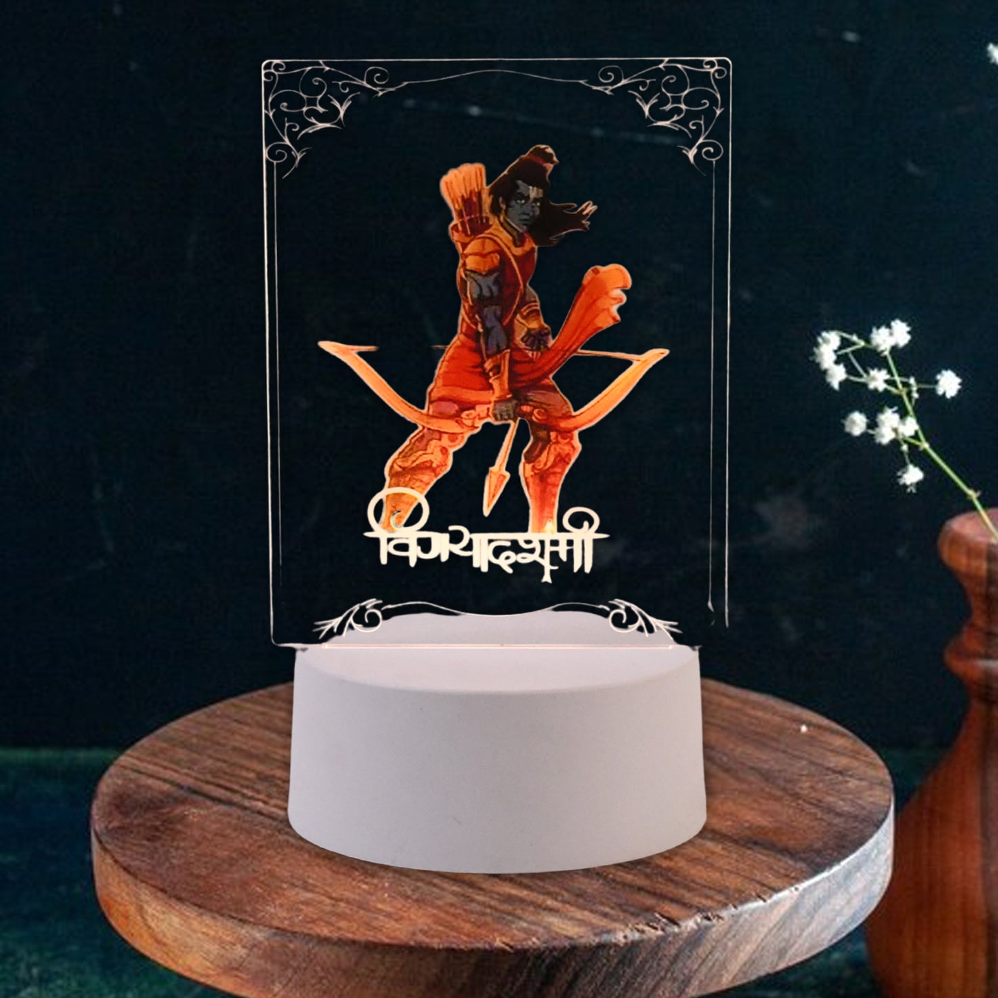 Beautiful 3d Lord Shree Ram Frame With Soft White Light
