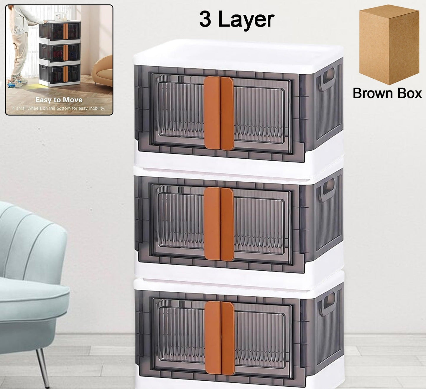 Plastic Folding Wardrobe Storage Organizer (3 Layer 1 Pc)
