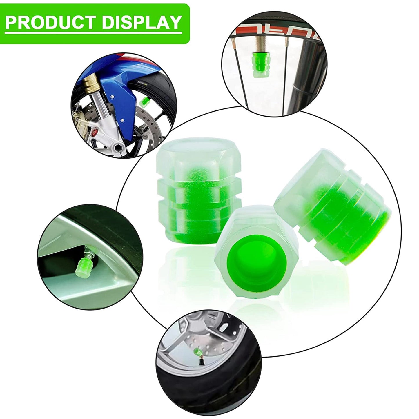 Luminous tyre Valve Caps ( 4 Pcs )