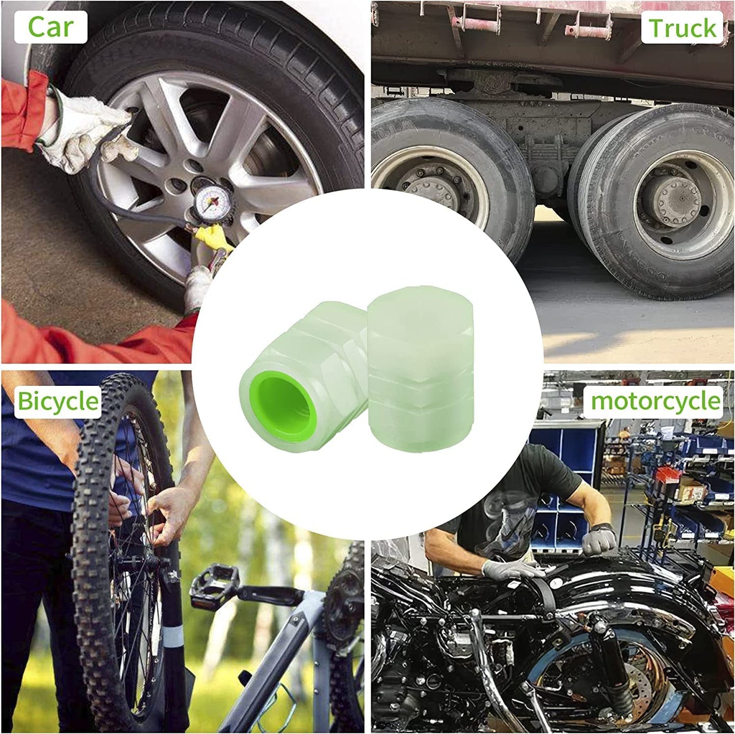 Luminous tyre Valve Caps ( 4 Pcs )