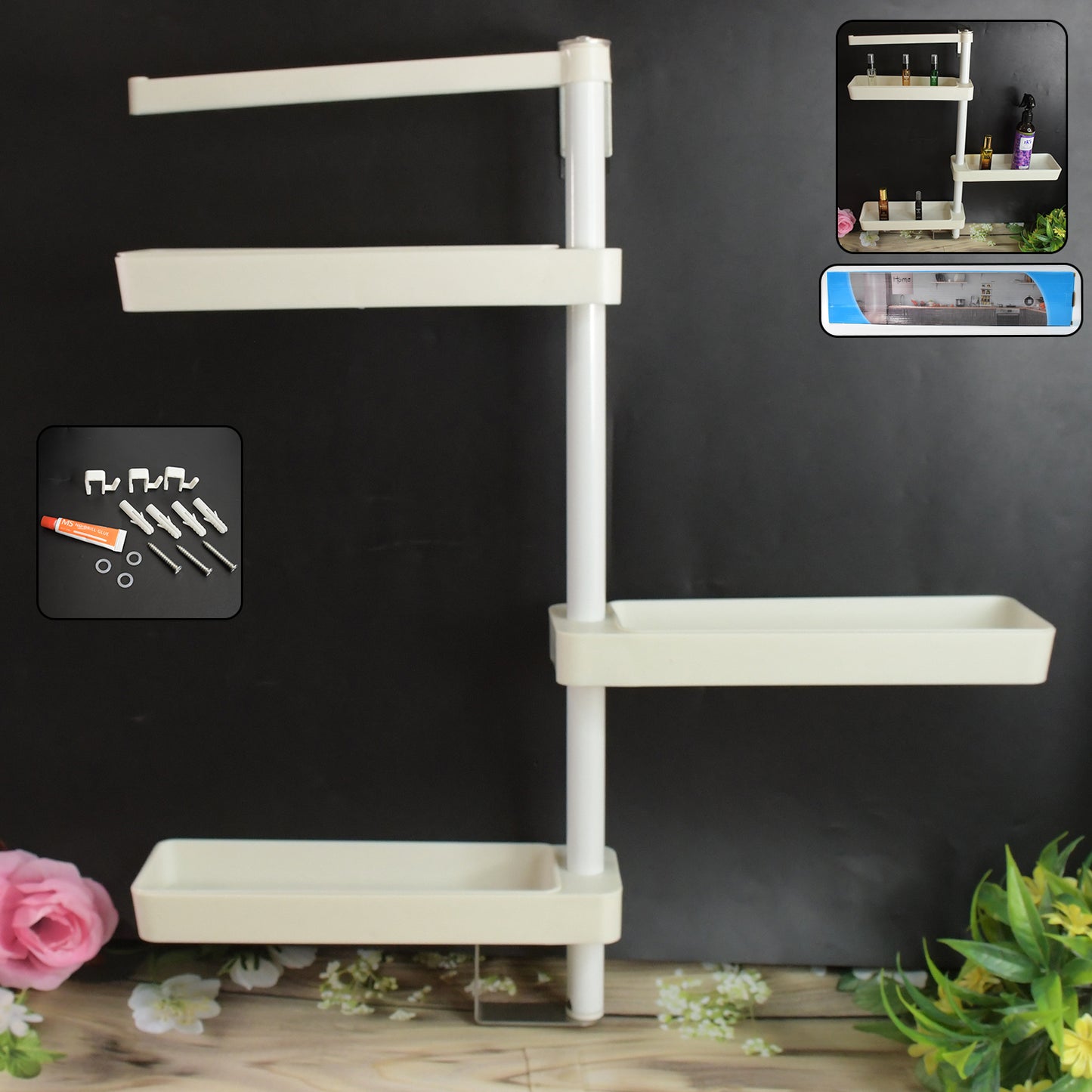 Kitchen Organization Rotating Shelf – Adjustable Storage Rack