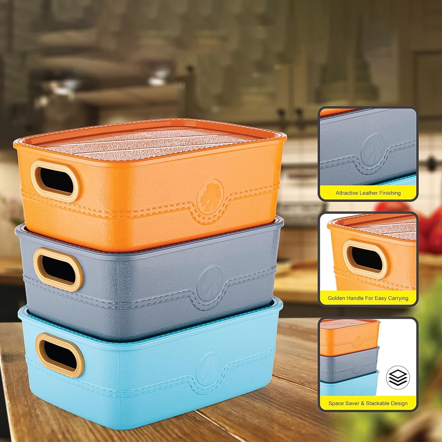 3-Piece Multipurpose Storage Basket Set with Handle