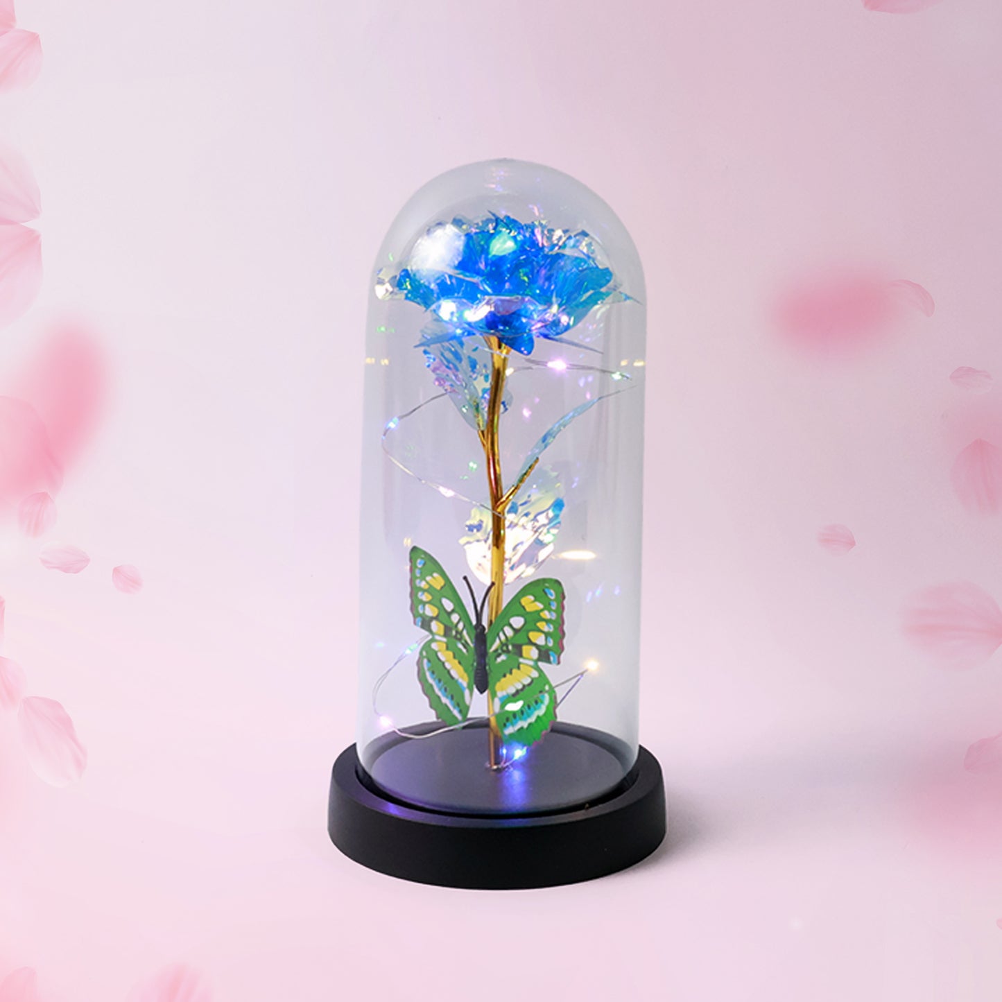 Led-powered Eternal Rose In Plastic Dome (Battery Not Included)