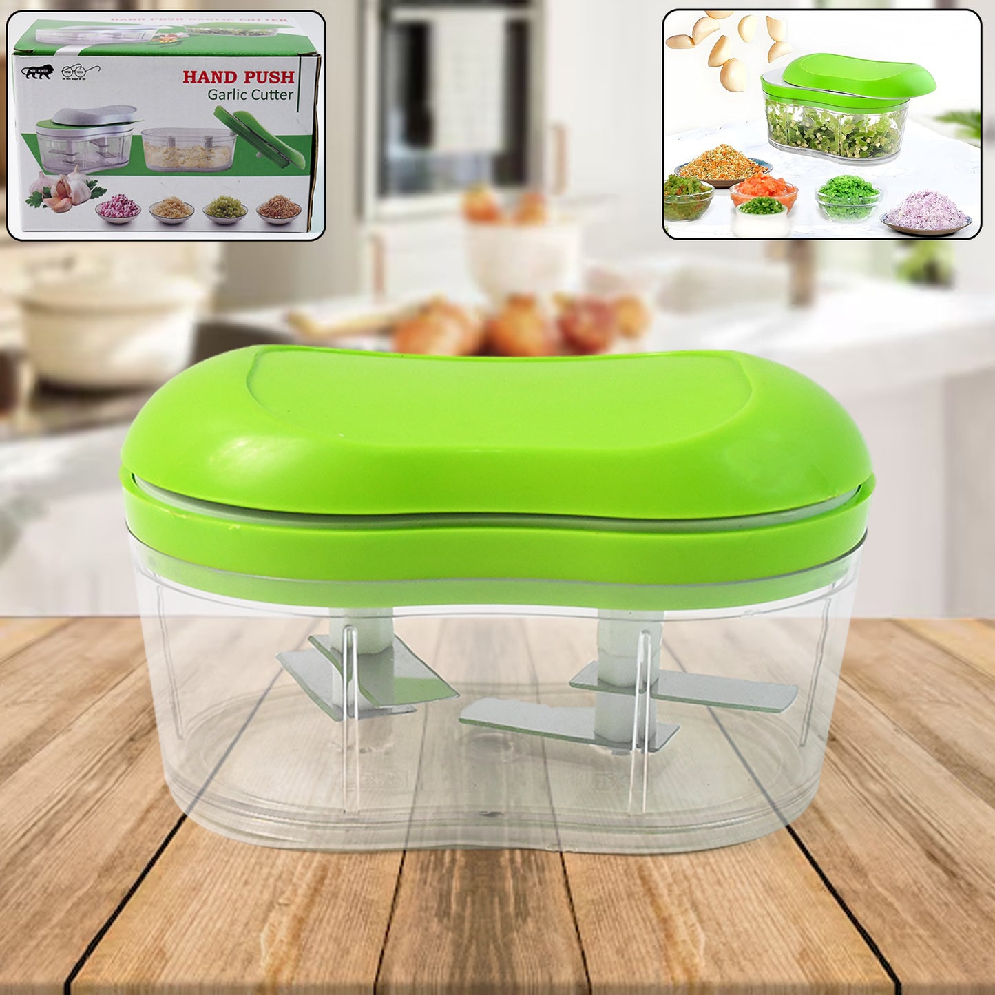 Manual Hand Push Garlic Cutter Vegetable Chopper (1 Pc)