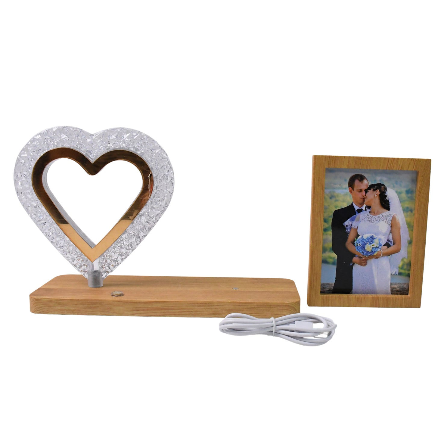 Heart Shape Cystal Led Lamp Photo Frame