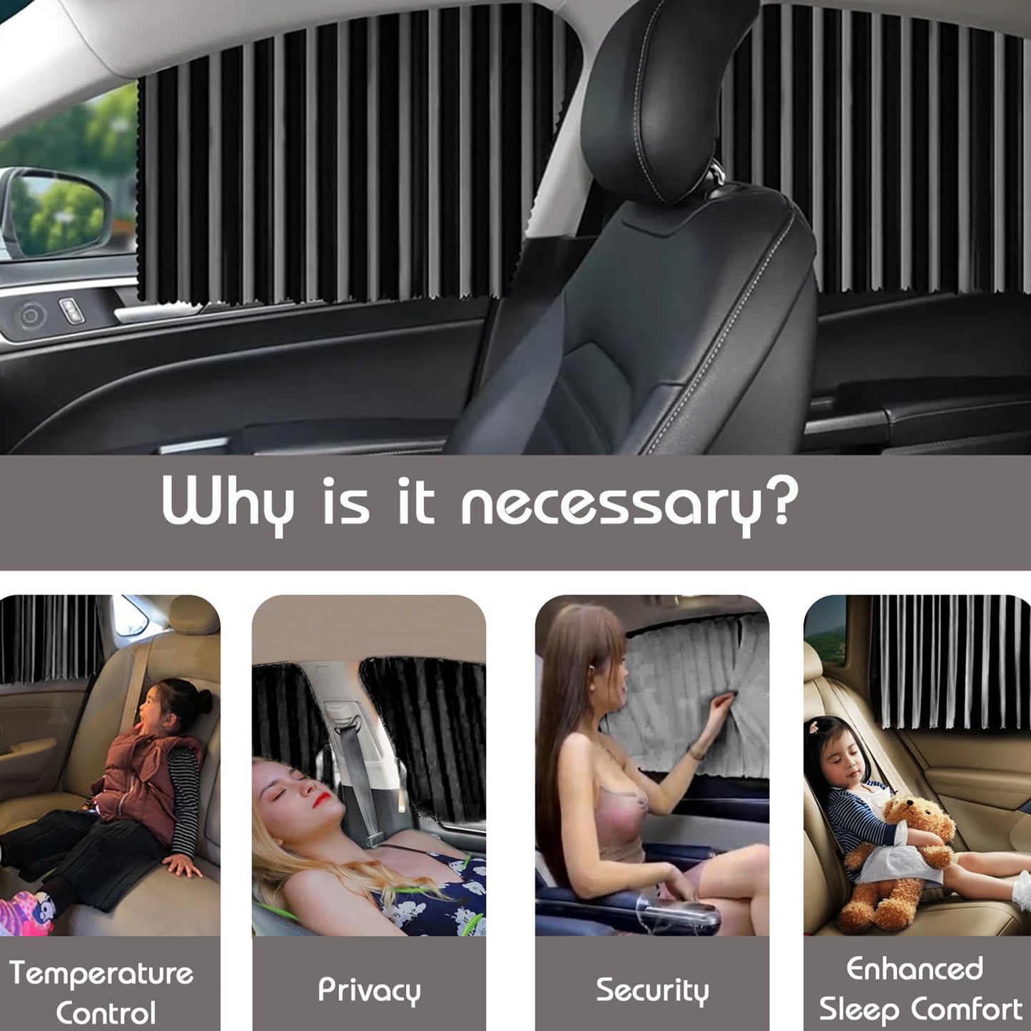 Curtain For Car Window Heat Sunshade Protection (4 Pcs)
