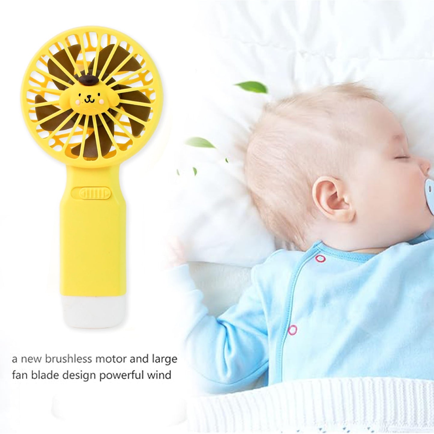 Cute Cartoon Handheld Fan with LED Light