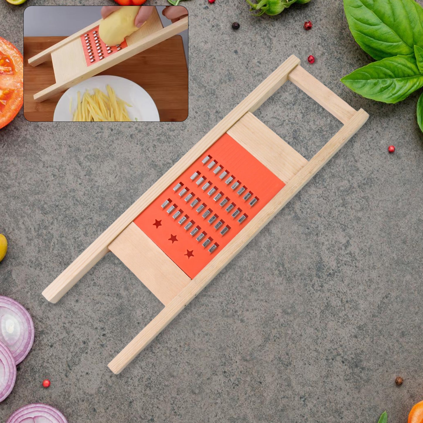 Cucumber & Vegetable Slicer – Wooden Grater and Cutter