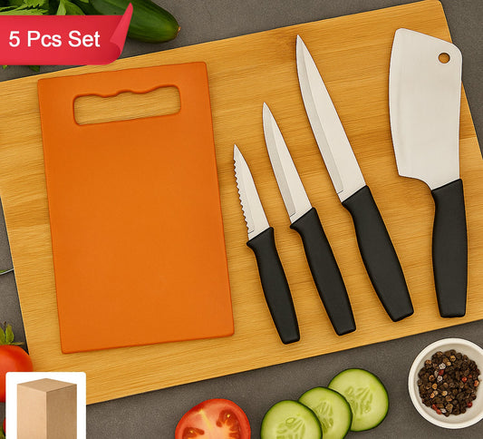 Chopping Board With Knife Set (Pack Of 5)