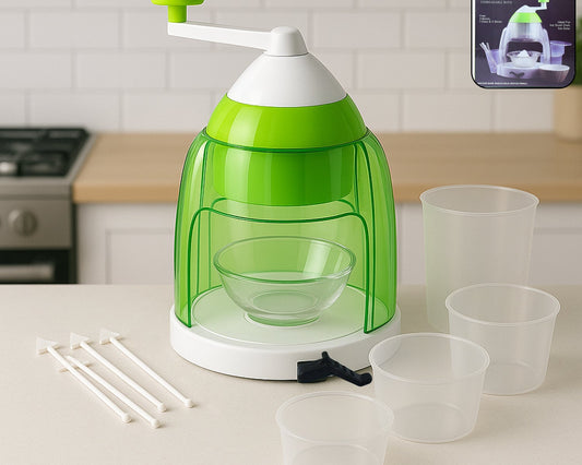 Manual Ice Crusher and Snow Cone Maker with Crank