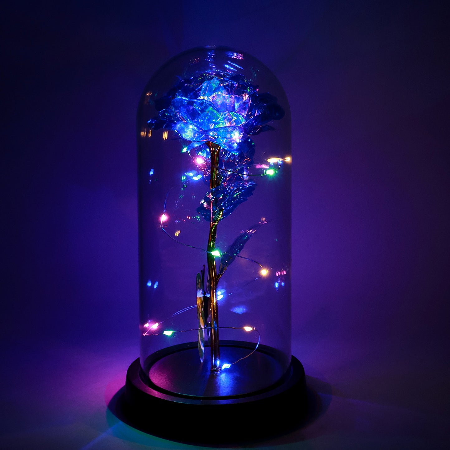 Led-powered Eternal Rose In Plastic Dome (Battery Not Included)