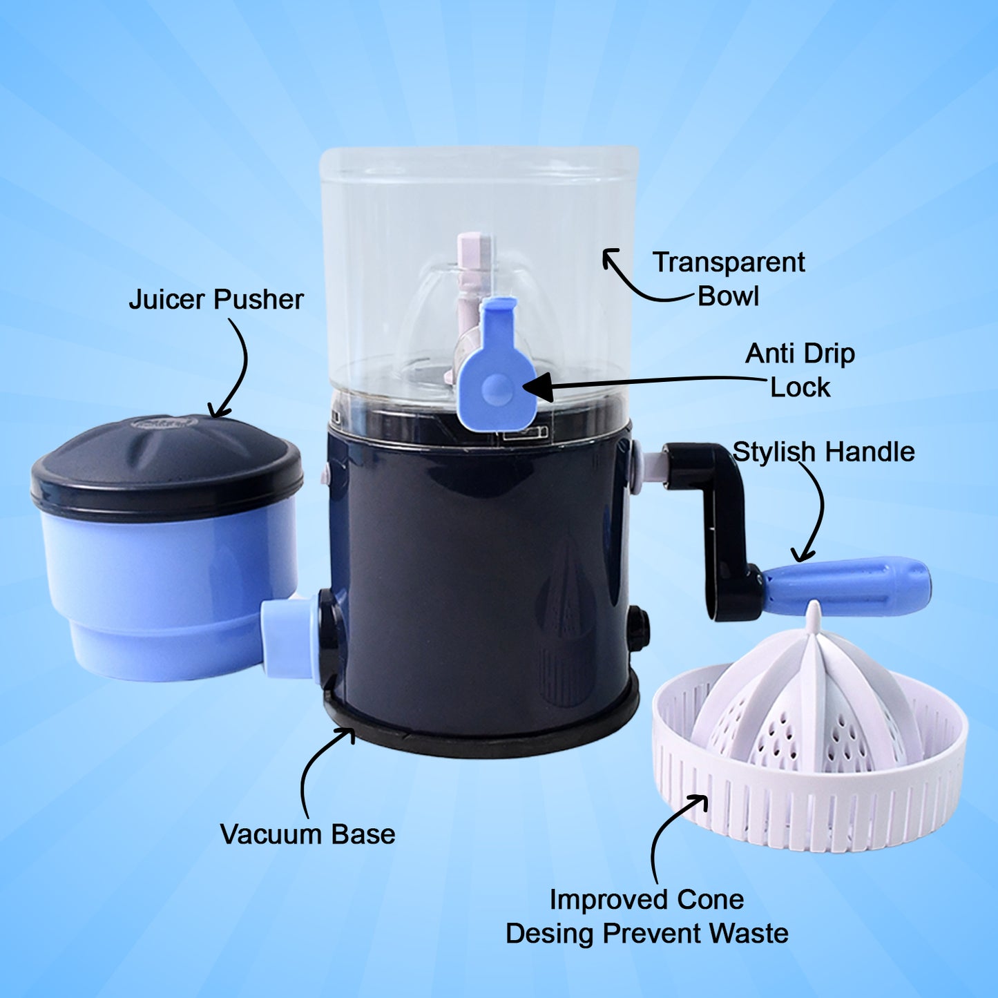 Hand Operated Compact Manual Juicer (Multicolor  1 Pc)