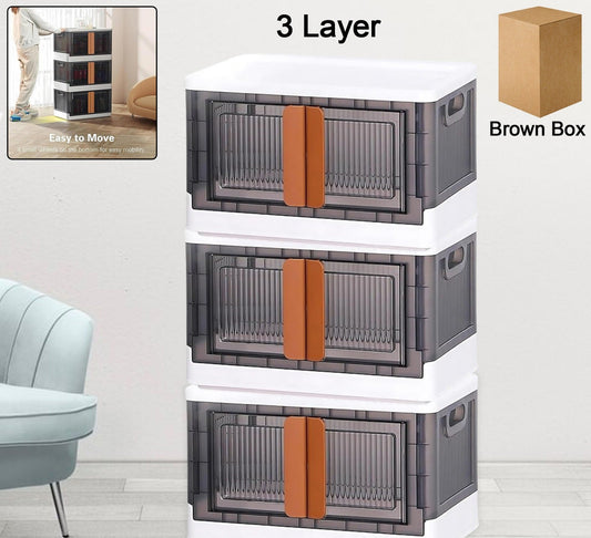 Plastic Folding Wardrobe Storage Organizer (3 Layer  1 Pc)