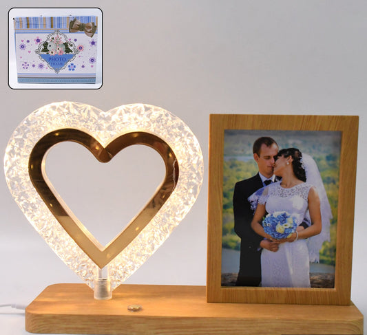 Heart Shape Cystal Led Lamp  Photo Frame