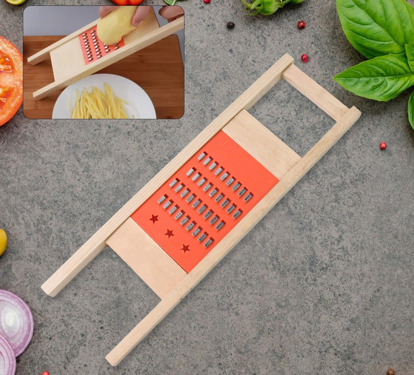 Cucumber & Vegetable Slicer – Wooden Grater and Cutter