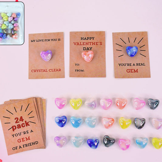 Heart-shaped Crystal Gem With Gift Cards (24 Pc)