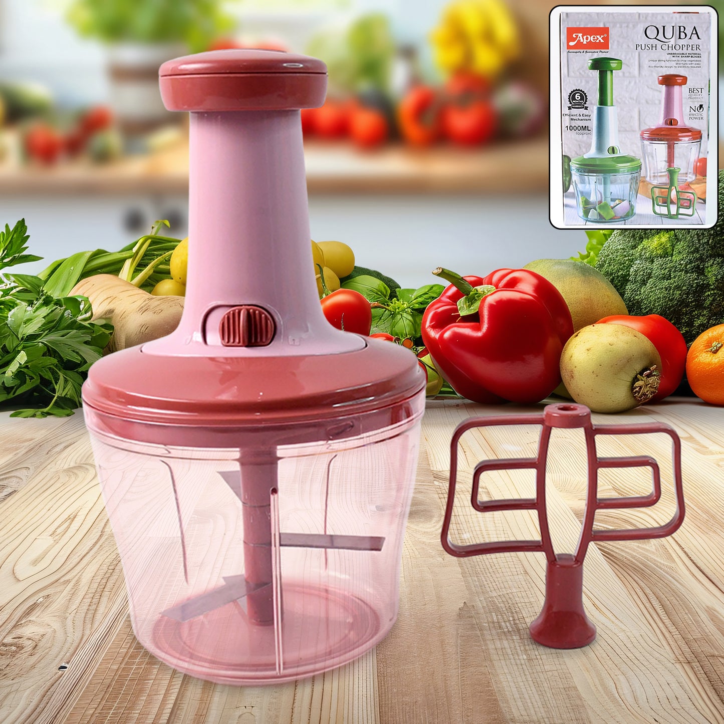 Push Chopper With Stainless Steel Blades (1000ml)