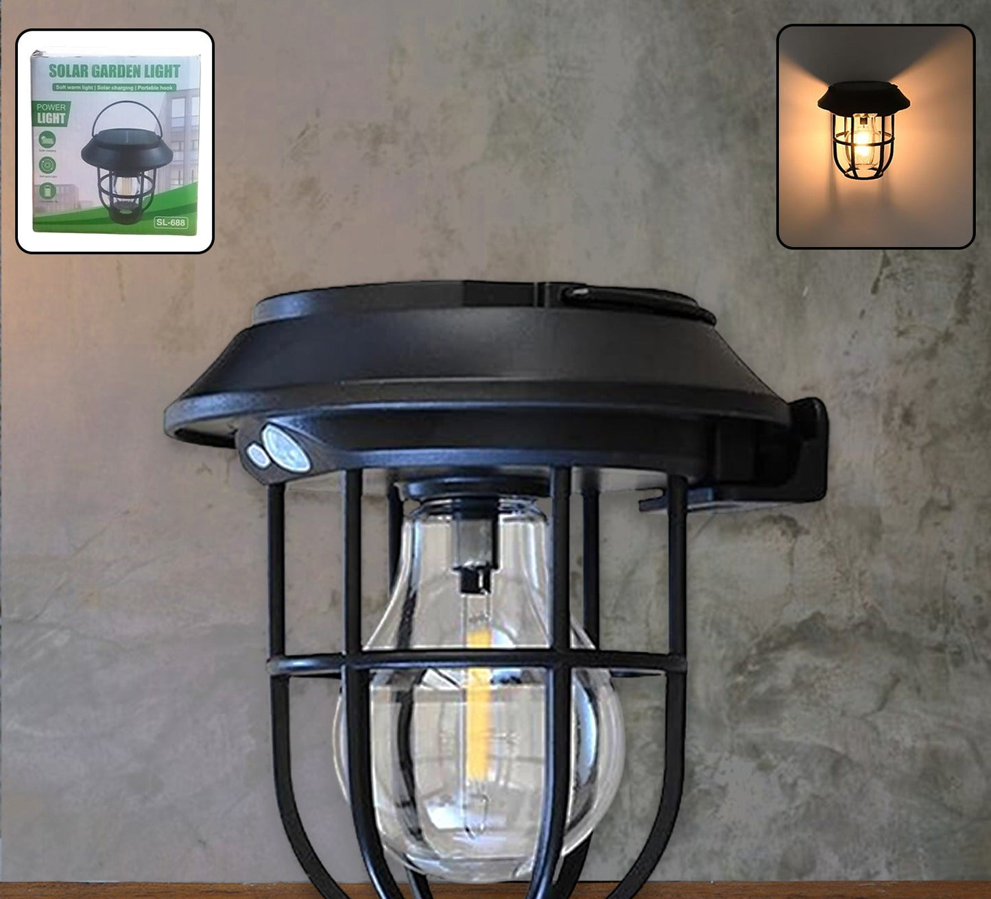 Solar Lantern Wall Lights Fixtures With Motion Sensor (1 Pc)