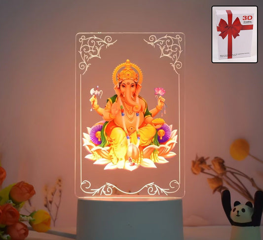 Beautiful 3d Lord Shree Ganesh  Frame With Soft White Light