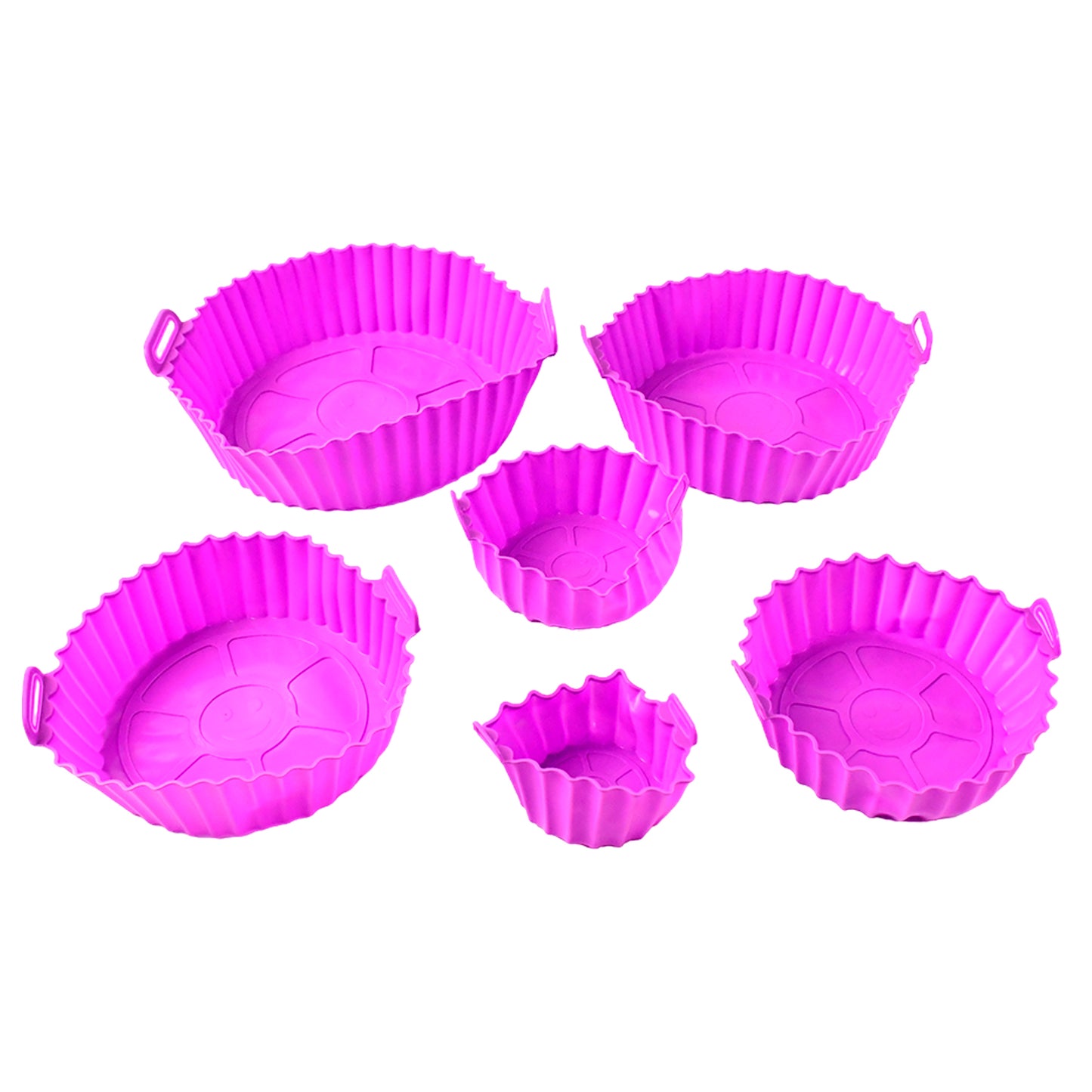 Air Fryer Reusable Silicone Pot Set with Handles (6-Piece)