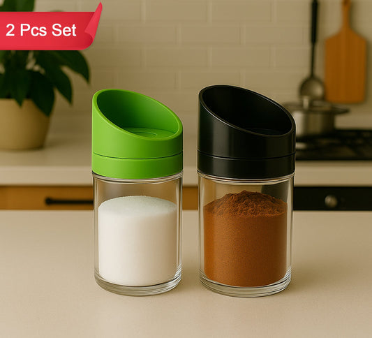 Slant-Lid Kitchen Storage Jar Set (2-Piece)