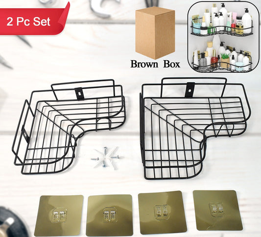 )  Metal Shower Shelf Set – No Drilling Required (2-Piece)