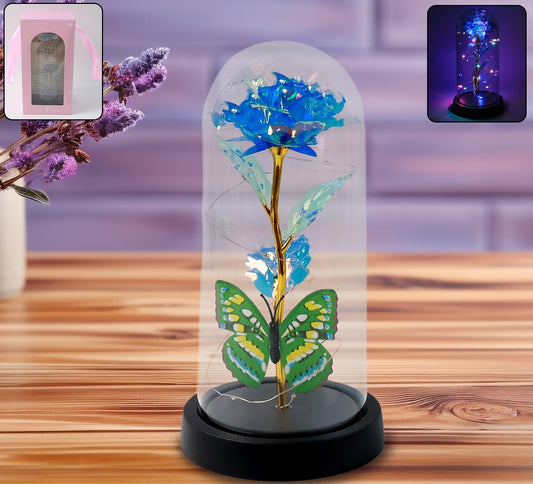 Led-powered Eternal Rose In Plastic Dome (Battery Not Included)