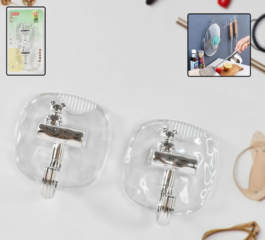 Large Plastic Self Adhesive Wall Hooks (2 Pc)