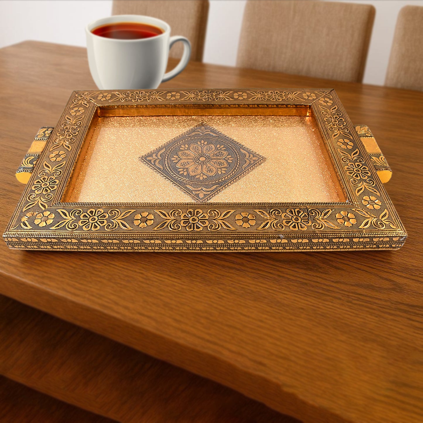 Premium Rajwadi Decorative Serving Tray (40x26 cm)