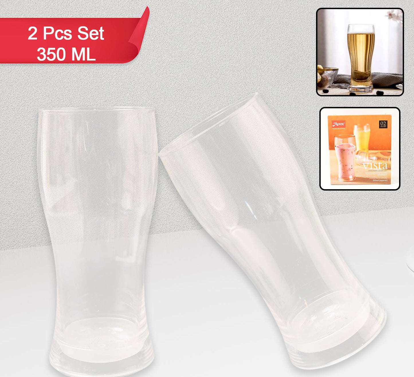 Unbreakable Pitcher Glass Set  350Ml  (2-piece)